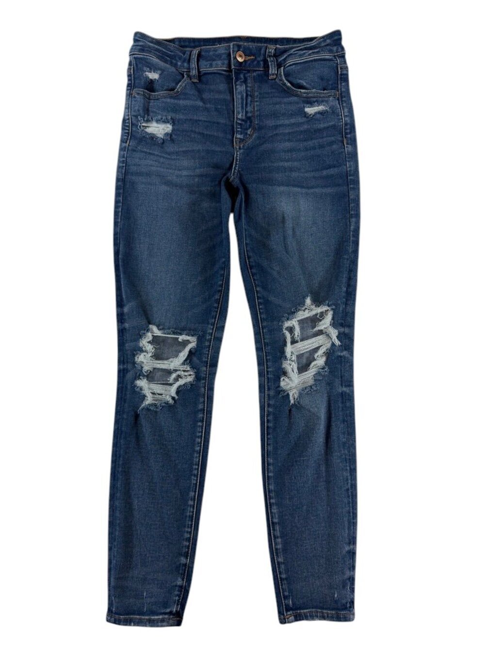 Women's American Eagle Hi-Rise Distressed Jeans Size 8 Short Medium Wash